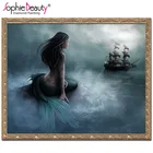 Алмазная живопись сделай сам, искусственный холст, Русалка с парусным крестом