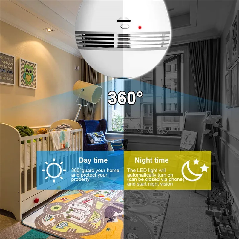 Светодиодная IP камера с Wi Fi лампочка для домашней системы безопасности ip 1080P