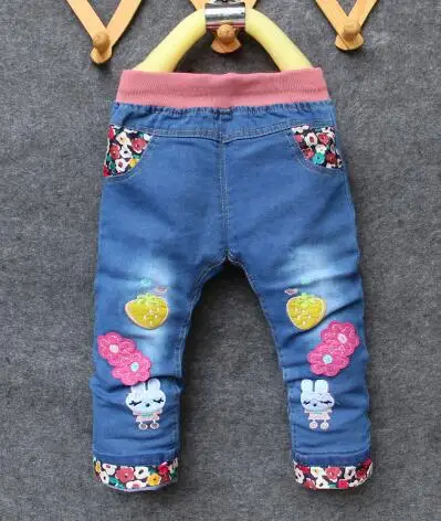 Джинсы Voor Meisjes Baby Lange Broek bordoren Libellen en bloemen Baby Broeken lente Zuigeling Meisjes джинсы Broek - Цвет: Черный