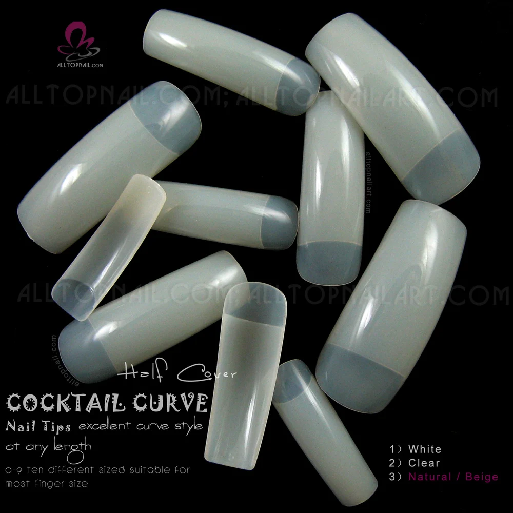Французские конические кончики для ногтей с глубоким вырезом 100x натуральные
