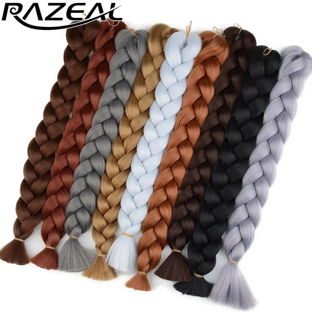 Razeal 18 &quot24&quot чистый цвет большие синтетические косы волосы Tresse длинные крючком