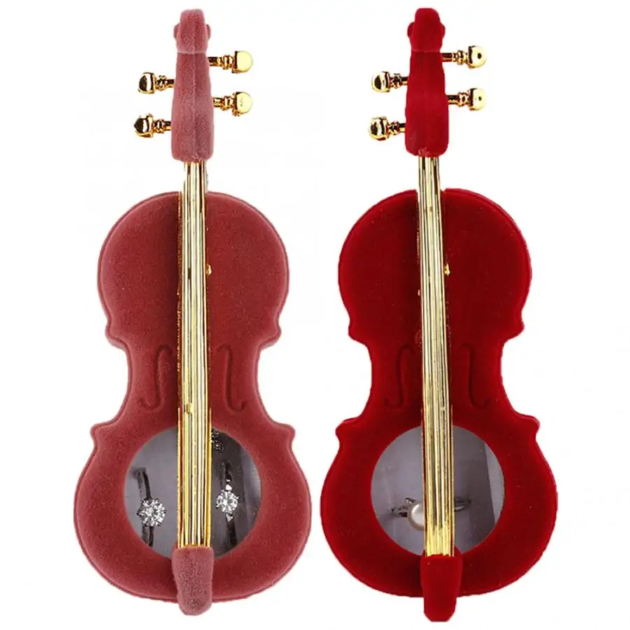 Ожерелье из фланелевой ткани Подарочная коробка с кольцом в форме скрипки для