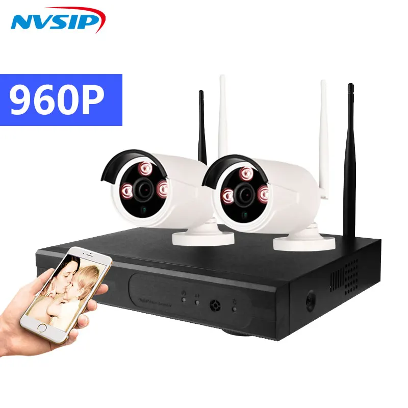 4CH wifi CCTV система Беспроводной NVR комплект 2 шт 960P HD IP камера 1.3MP наружная Водонепроницаемая домашняя система видеонаблюдения - Цвет: Фиолетовый