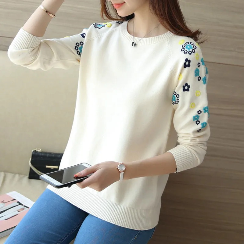 2018 autumn/winter long sleeve joker head set loose render unlined upper garment embroidery Chinese wind sweater | Женская одежда
