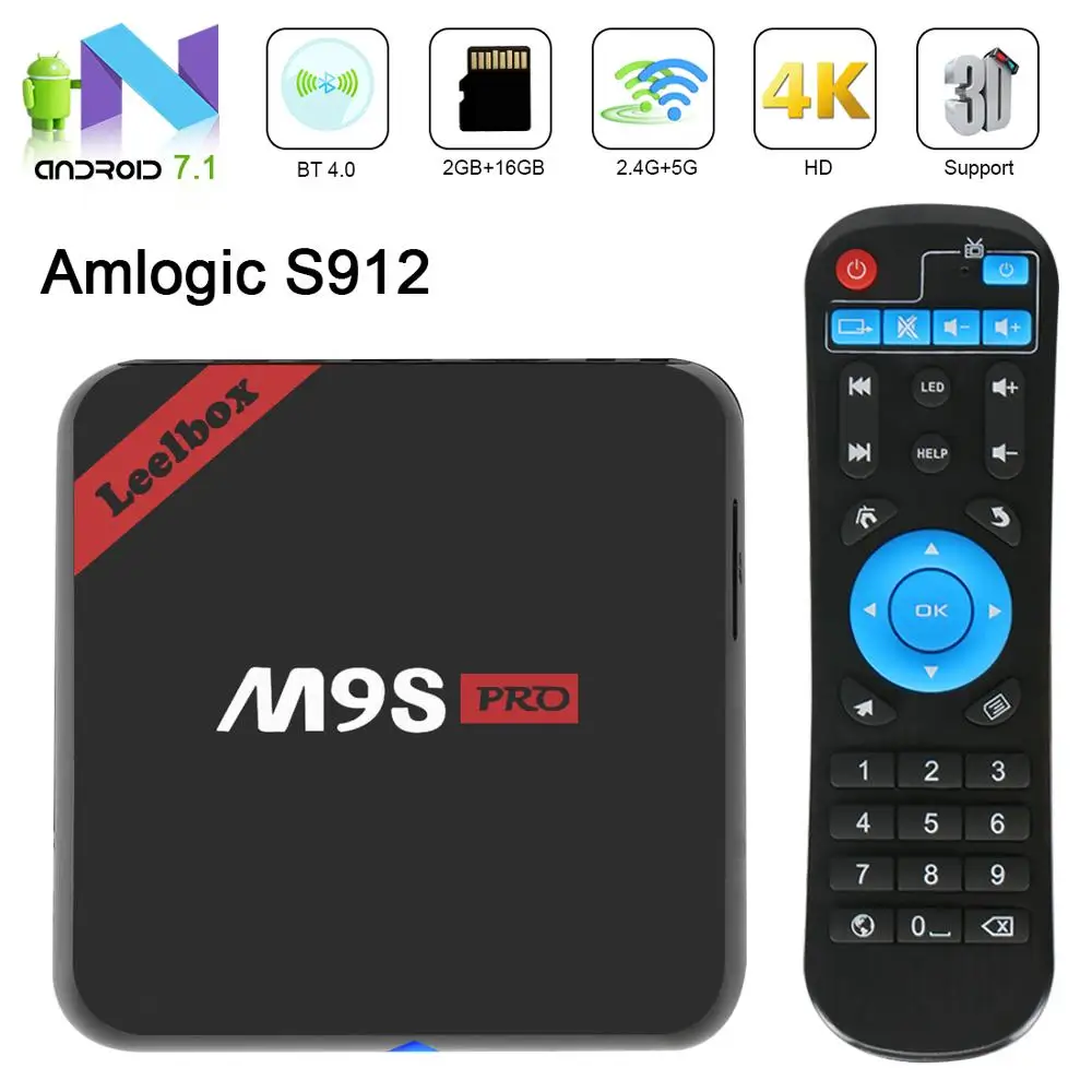 Leelbox Android 7 1 Smart tv BOX Amlogic S912 2G 16G rom телеприставка 4K 3D H.265 Wifi медиаплеер ТВ приемник play