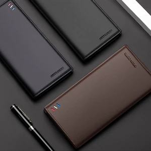 Мужской деловой кошелек BISON DENIM, длинный тонкий кошелек из коровьей кожи, клатч, кошелек для карт и ID, N4391