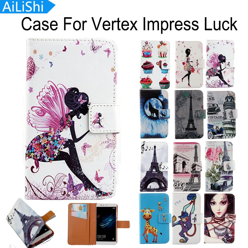 AiLiShi для Vertex Impress Luck чехол из искусственной кожи с мультяшным рисунком, модный кожаный чехол-книжка, Прямая поставка с фабрики+ отслеживание