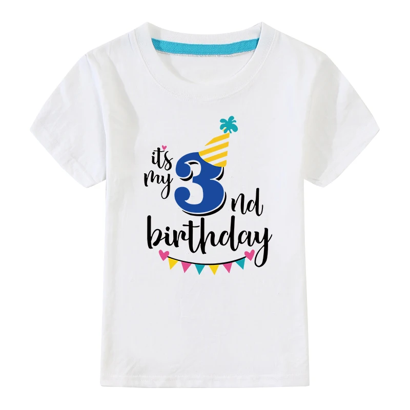 White-03 Boys Birthday Shirts 4 Years Summer Cotton T Shirt For Boys Kids Fashion Kids Clothes Cotton Children Clothes Kids White Shirt - Color: White-03