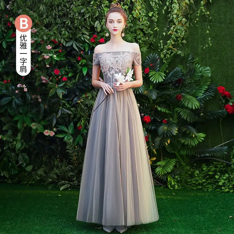 Новое Элегантное серое платье подружки невесты длинное для девочек на свадьбу