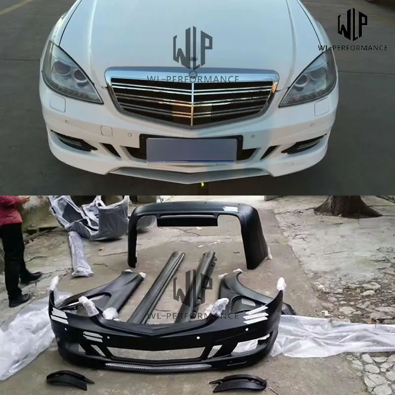 W221 S300 S350 FRP Неокрашенный Комплект кузова автомобиля передний задний бампер