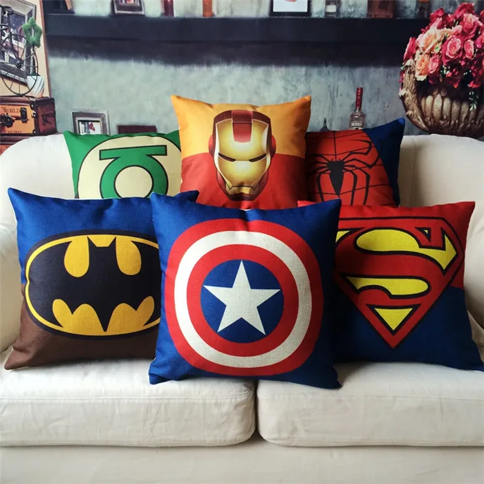 Подушка хлопковая для дивана с принтом супергероев 1 шт. | Дом и сад