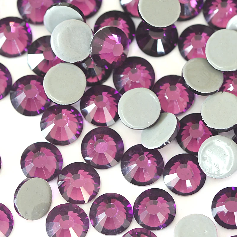 Стразы AAAAA высокого качества стразы с темным аметистом и плоской задней
