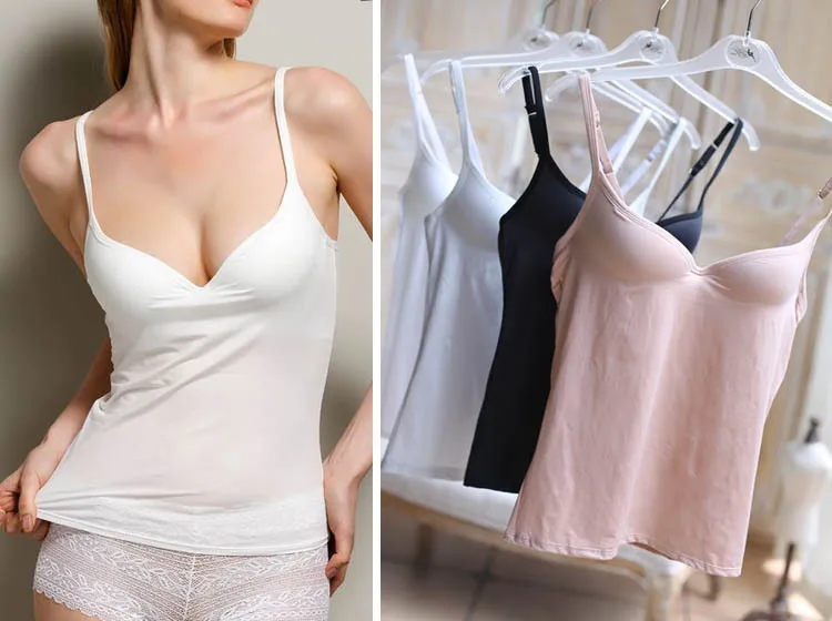 QIZHIMIAO New Sexy Women Padded Bra Tops V Neck Straps Push Up Seamless Tank Top S M L | Женская одежда