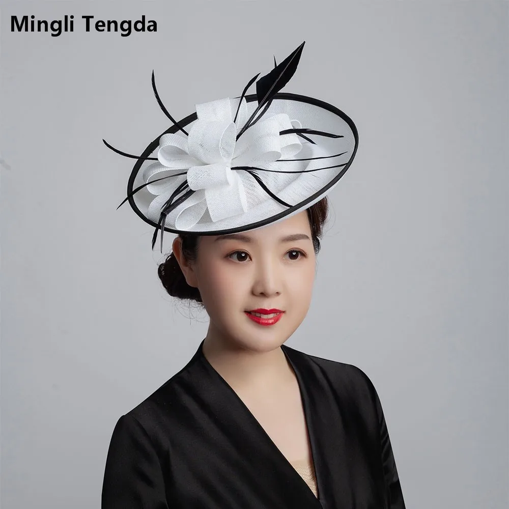 Mingli Tengda Свадебная фотография Реквизит Портретные вечерние шляпа для банкета элегантный женский головной убор Свадебные аксессуары Лен Плюм смешанных цветов