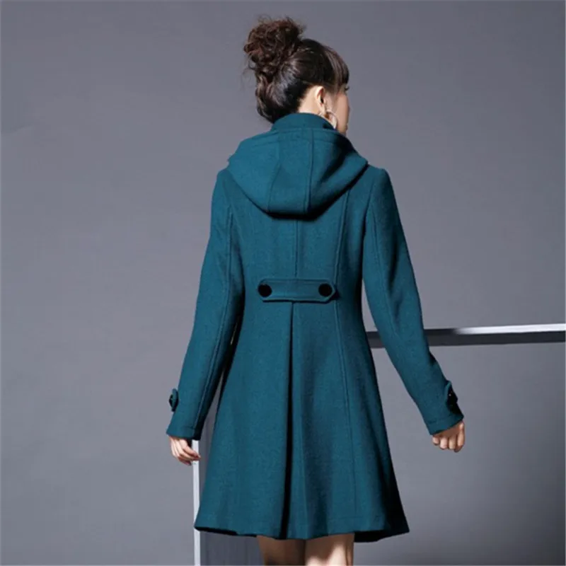 OCQBI Hooded Woolen Women Coat Plus Size Fashion Designer Clothing Korean Style Bodycon Ladies | Женская одежда