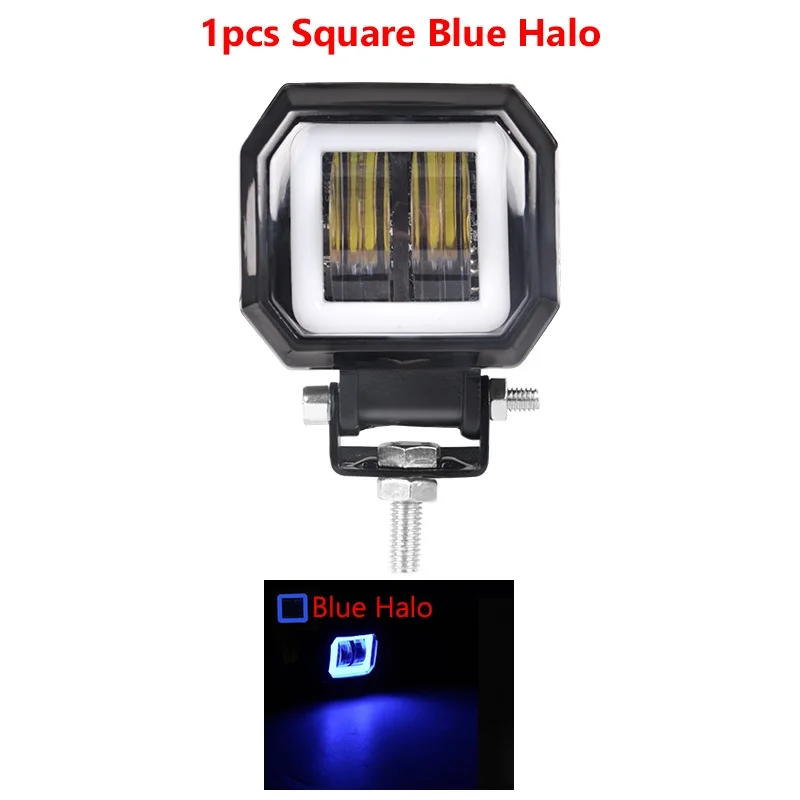1pc Square Blue Рабочие световые лучи 3 ''20 Вт, фары для вождения, противотуманные фары, дневные ходовые огни, новые 7D для автомобилей, мотоциклов, Halo Jeeps ATV 12 в 24 В, SUV - Цвет: 1pc Square Blue