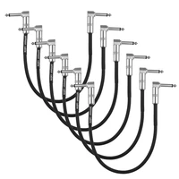 ammoon 6 pack guitar effect pedal instrument patch cable 30cm 1 0ft long with 14 6 35mm silver right angle plug pvc jacket