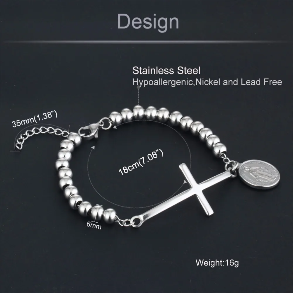 Женский браслет с подвеской Дева Мария Браслет-манжета из нержавеющей стали
