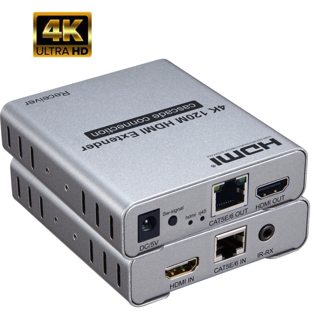 4 K 120 m HDMI удлинитель с петлей используйте кабель cat5e или cat6 вместо кабеля для