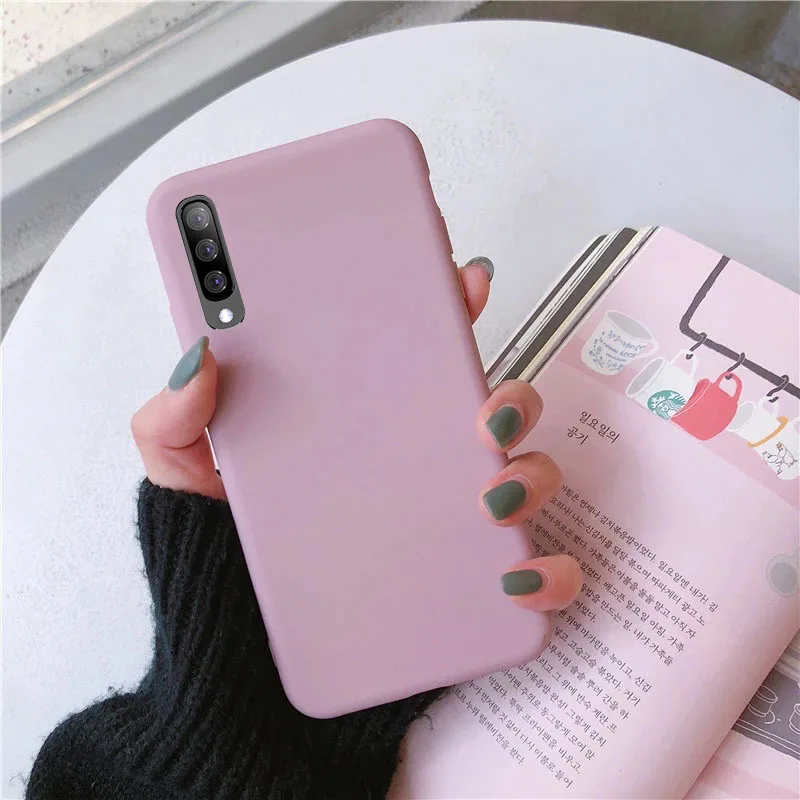 Rose Сплошной цвет силиконовый чехол для samsung galaxy a10 a20e a20 a30 a40 a50 a70 note 8 9 10 a6 a7 j4 j6 plus s8 s9 s10 s10e чехол - Цвет: Rose