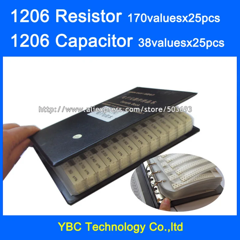 1206 SMD резистор 0R ~ 10M 1% 170valuesx25pcs = 4250pcs + конденсатор 38valuesX25pcs 950pcs 10PF 22 мкФ пробник|smd