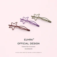 2 pieces euhra fashion metal little five star shape hair clip barrettes multicolor hairpin skullies hair claws hair styling tool