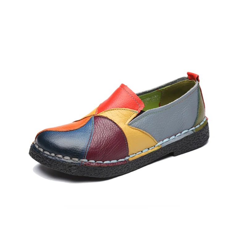 DADIJIER Handmade Leather Soft Shoes National Flats For Women Casual Female Lady Toe footwear JH172 | Обувь