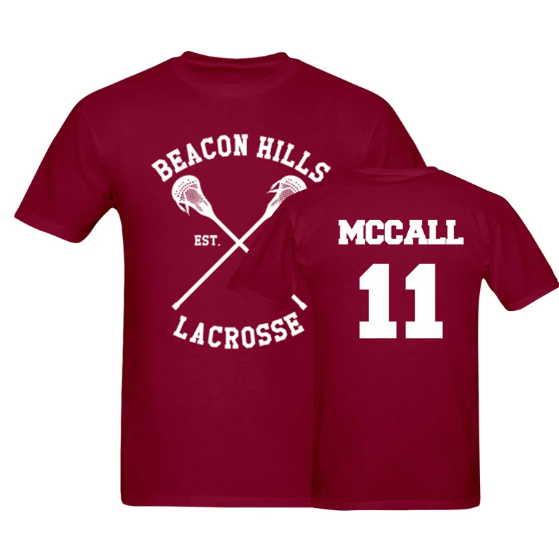 Mccall 11 Маяк холмы Лакросс Футболка мужская Волк Stiles топы тройники Мужская