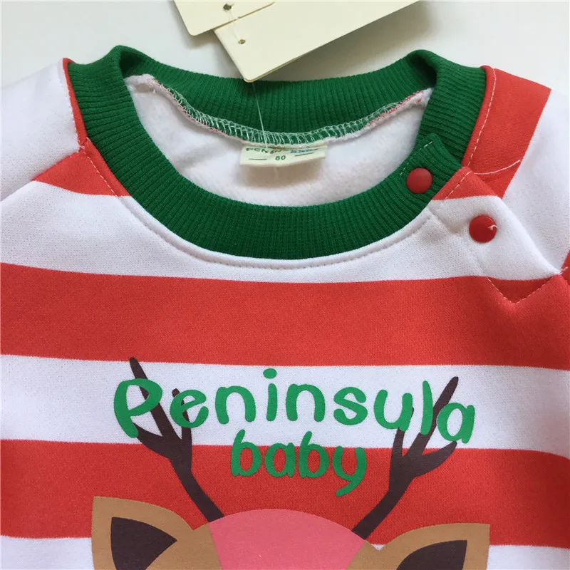 2018 рождественские подарки для новорожденных полосатая одежда с длинными