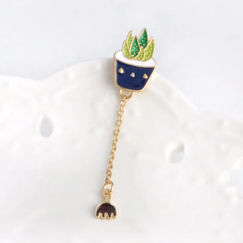 Модные Мультяшные сочные броши в горшке из металлического сплава алоэ вера