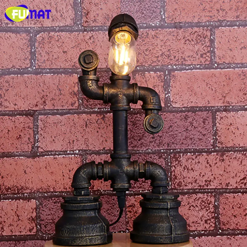 Фумат Американский винтажный промышленный водопровод Настольная лампа