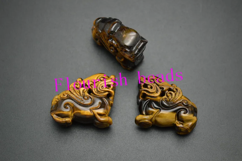 

20x30mm Natural Tiger Eye Carved Lion Stone Animal Pendants fit Fashion Necklace Jewelry making