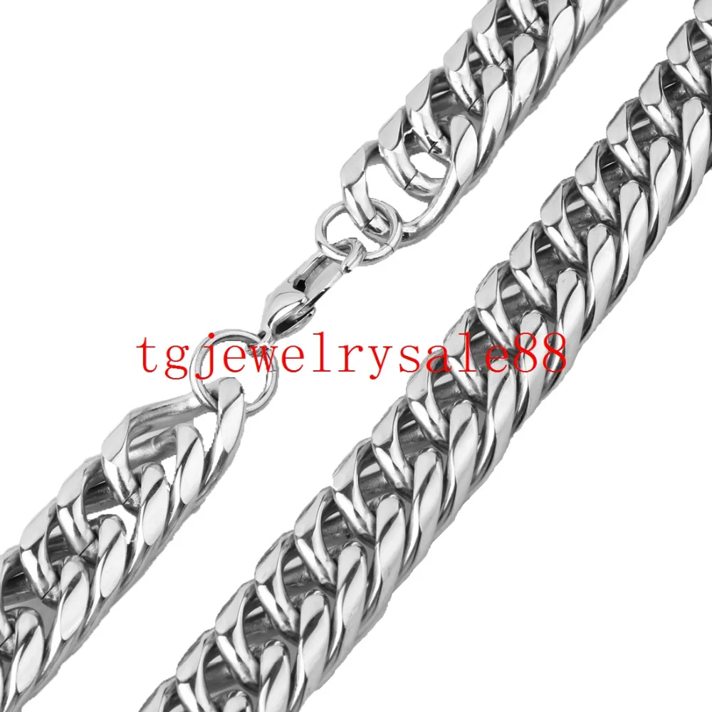 Браслет-цепочка из нержавеющей стали с кубинским панцирным плетением шириной