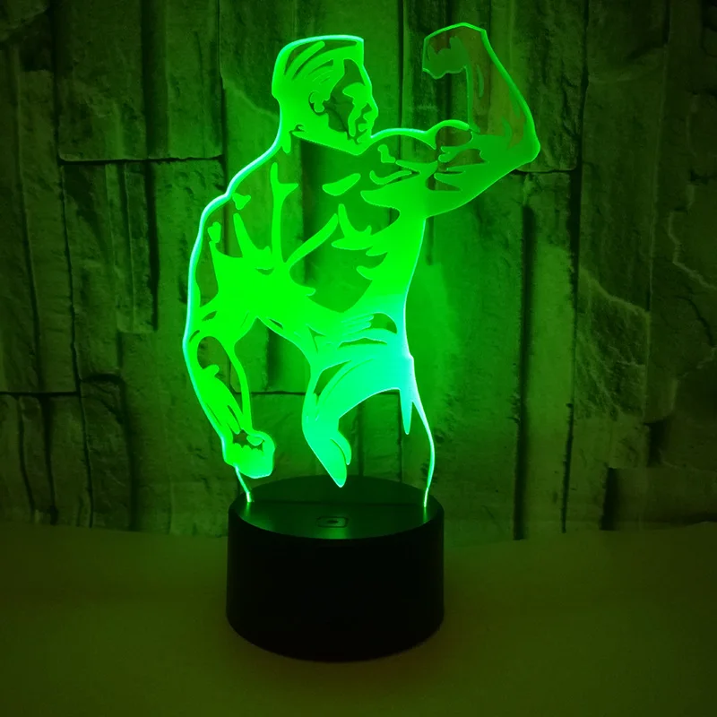 Модная модель мужской мышцы светодиодный RGB 3D ночной Светильник с дистанционным