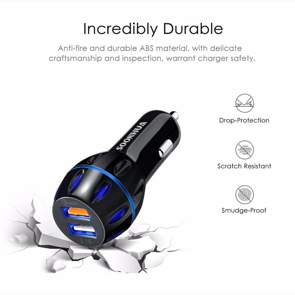 SOONHUA универсальное 5 в 3.1A двойной зарядное устройство USB QC3.0 адаптер быстрой