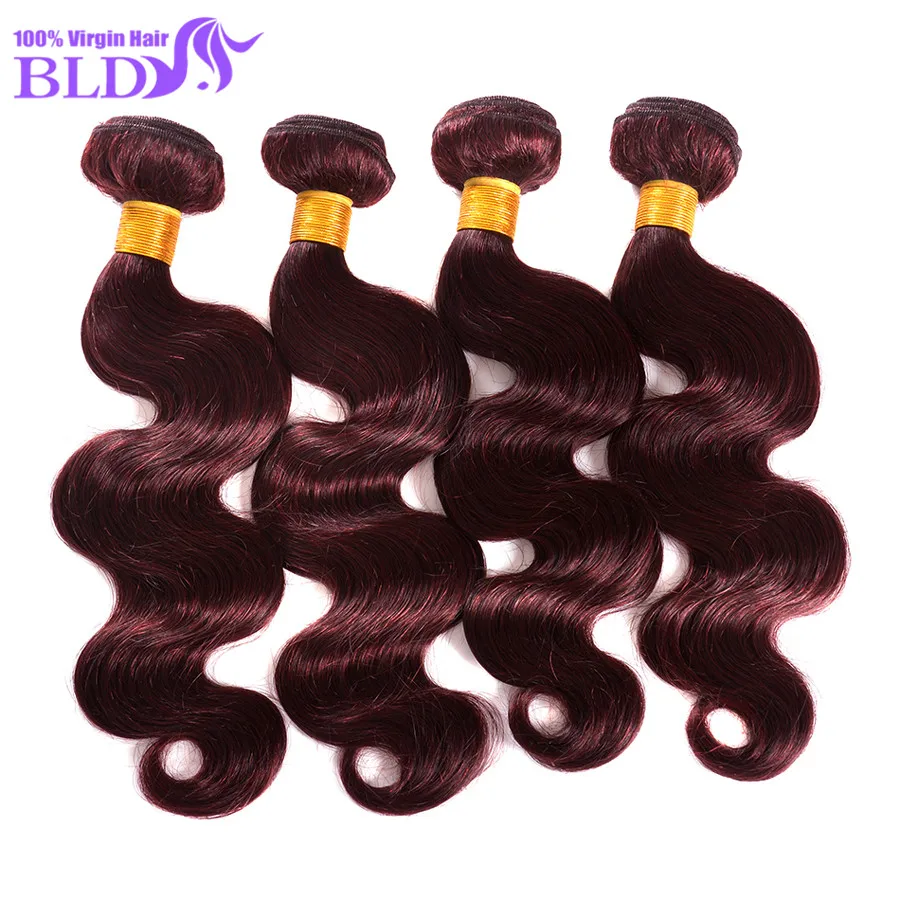 7A Peruvian Virgin Hair Body Wave 4 Bundles 99j Extensions Human Lace Closure |
