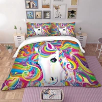 colorful unicorn cute bedding set 3d digital printing duvet cover single twin full queen king bedclothes