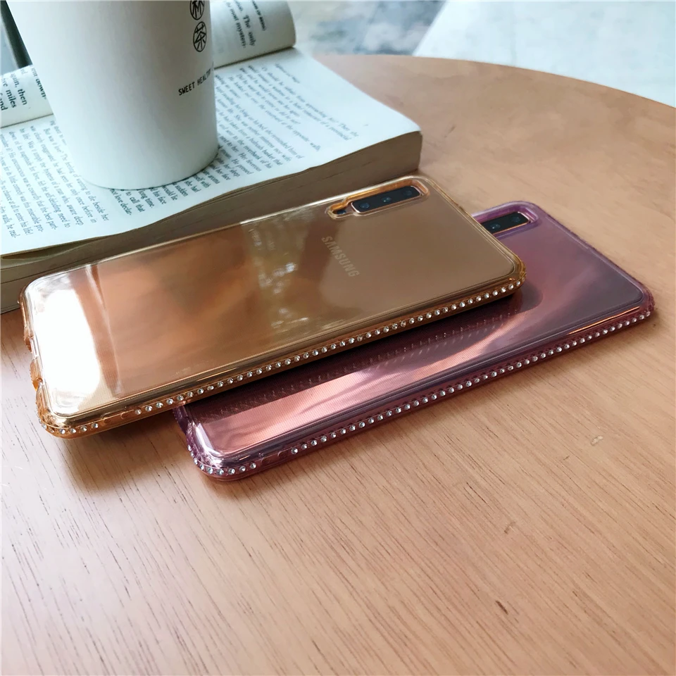 Чехол для Samgung Galaxy A7 2018 A5 A6 A8 J3 J5 J7 Pro 2016 2017 S6 S7 S8 S9 плюс край крышки Алмазный Блеск