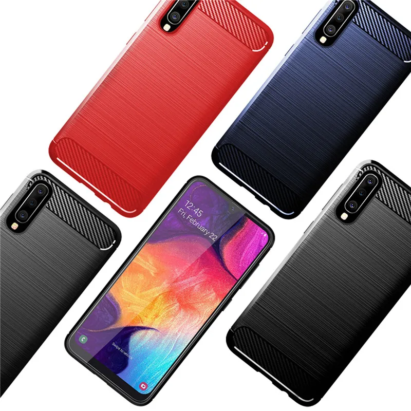 100 шт./лот для samsung Galaxy A50 чехол из углеродного волокна матовый Мягкий ТПУ чехол-накладка для Galaxy A10 A20 A20E A30 A40 A60 A70(L0422