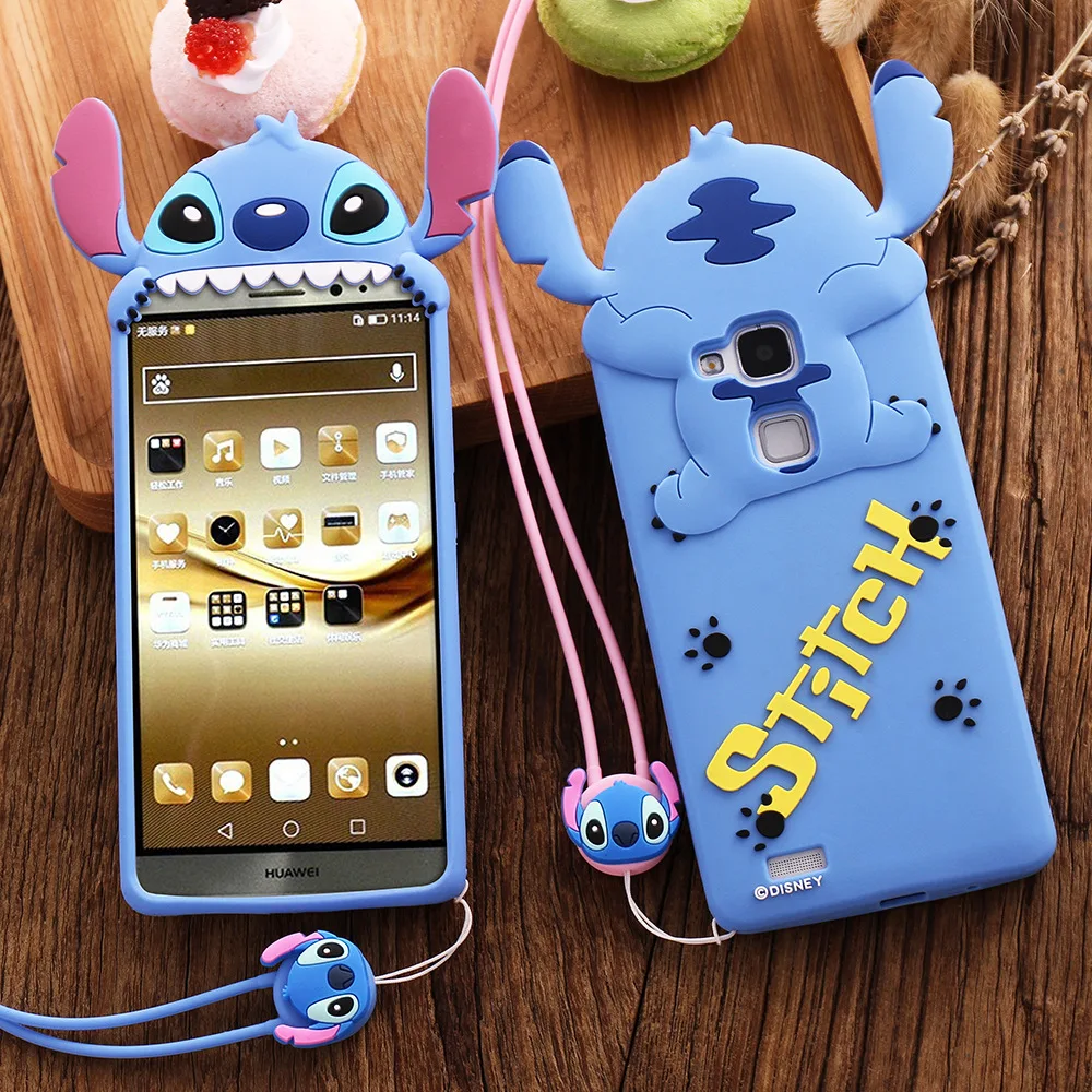 Милый 3D мультяшный чехол для huawei mate 8 со шнурком мягкий силиконовый с полным