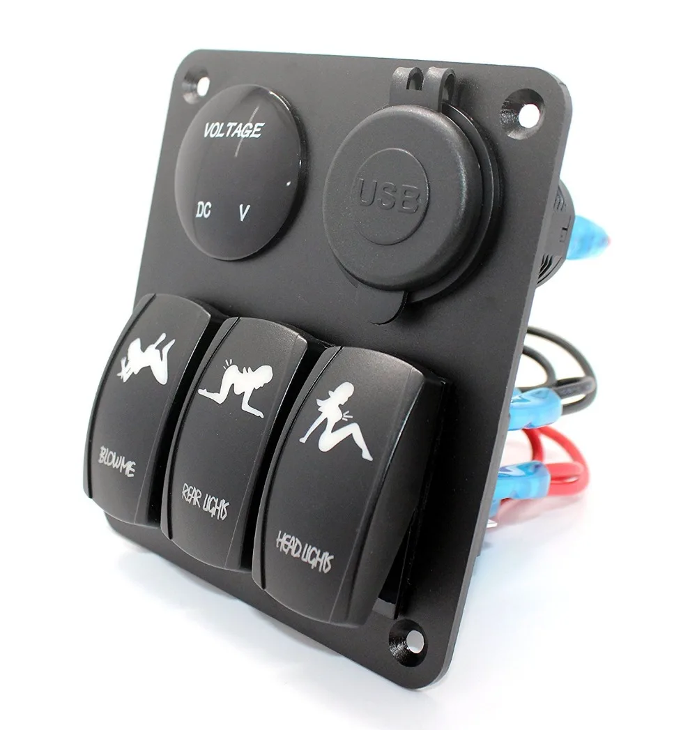 Водонепроницаемая трехклавишная панель переключателя + 12 В светодиодный