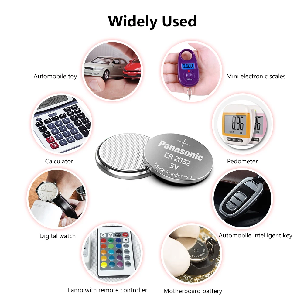 

PANASONIC 25Pcs 3V Lithium Battery Button Coin Cell CR2032 DL2032 KL2032 5004LC SB-T15 For Main Board Remote Control Toy