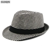 siloqin middle aged mens fedoras hat british fashion jazz hats 2019 new plaid decoration brand caps for gentleman men dads hat