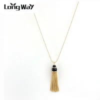 longway brand jewelry for women bohemia gold color tassel necklaces pendants long stone necklace sne160187
