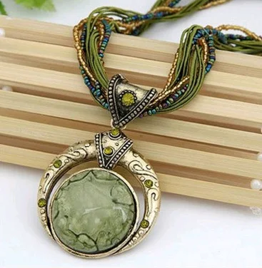 2SP0015 Boho Ожерелье s Этнические Бусы из натурального камня винтажные Ожерелья Подвески массивное ожерелье s Шкентели длинное ожерелье женские ювелирные изделия - Окраска металла: 2SP0015