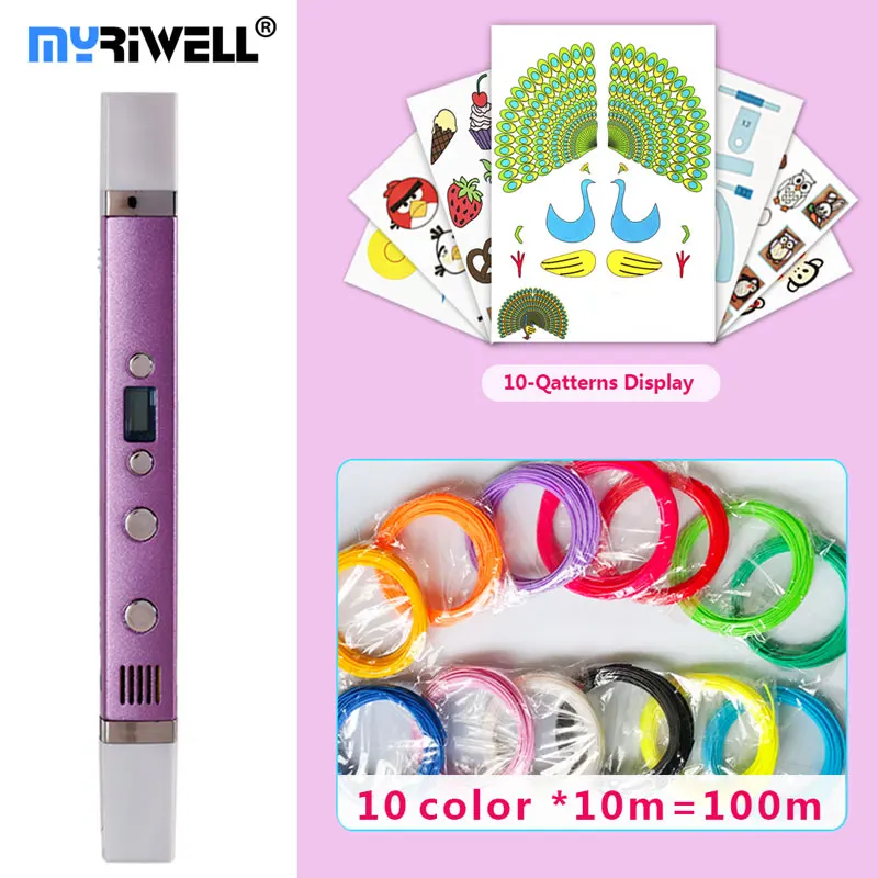 3d ручка myriwell ручки светодиодный дисплей зарядка через USB модель Smart3d волшебная