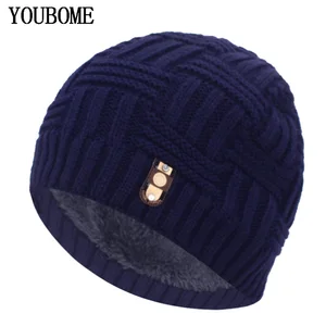 Мужские шапки-бини YOUBOME, зимние вязаные головные уборы для мужчин и женщин, мужская маска, Мужская теплая мягкая Толстая шапочка, Вязаная Шапка-бини