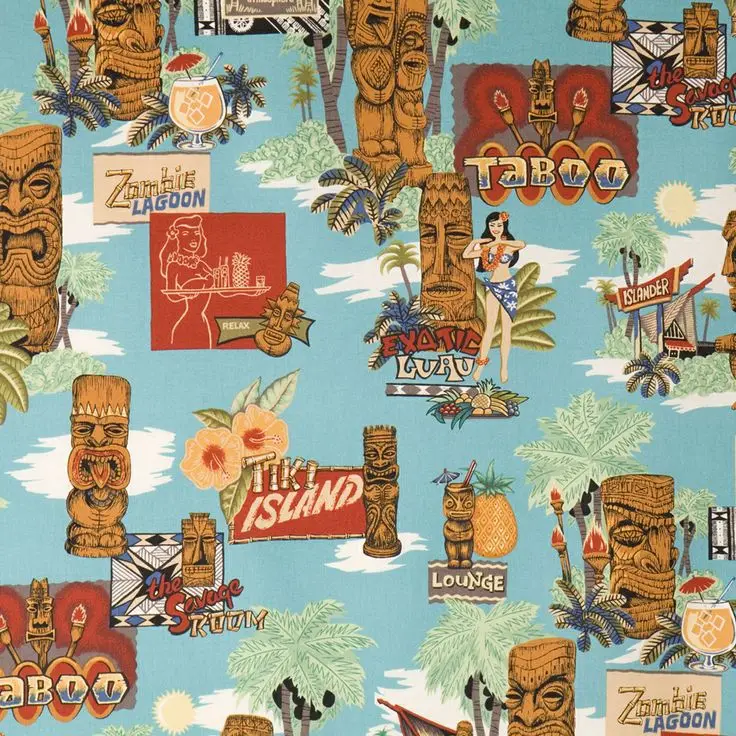 LEO &amp LIN синий зеленый принт с деревом Экзотические ретро саржевого стрейч атласа