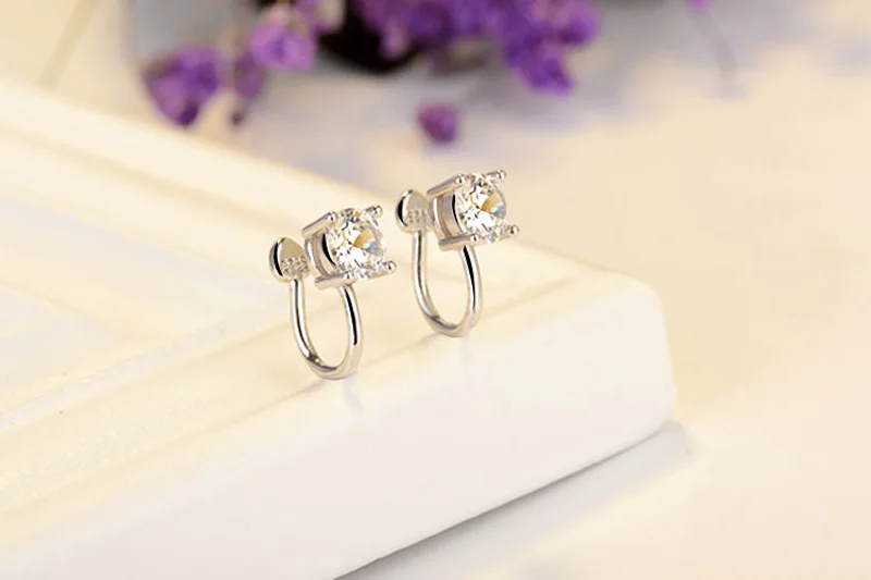 1 Pair Elegant Women 4mm/6mm Zircon Clip Earrings Ear bone clip No Pierced boucle d'oreille Bijoux | Украшения и аксессуары