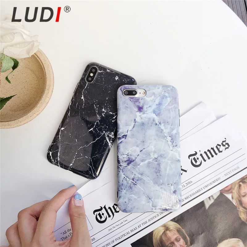 LUDI винтажный мраморный узор телефон чехол для iPhone 7 Чехлы X 6 6s 8 Plus Мягкий